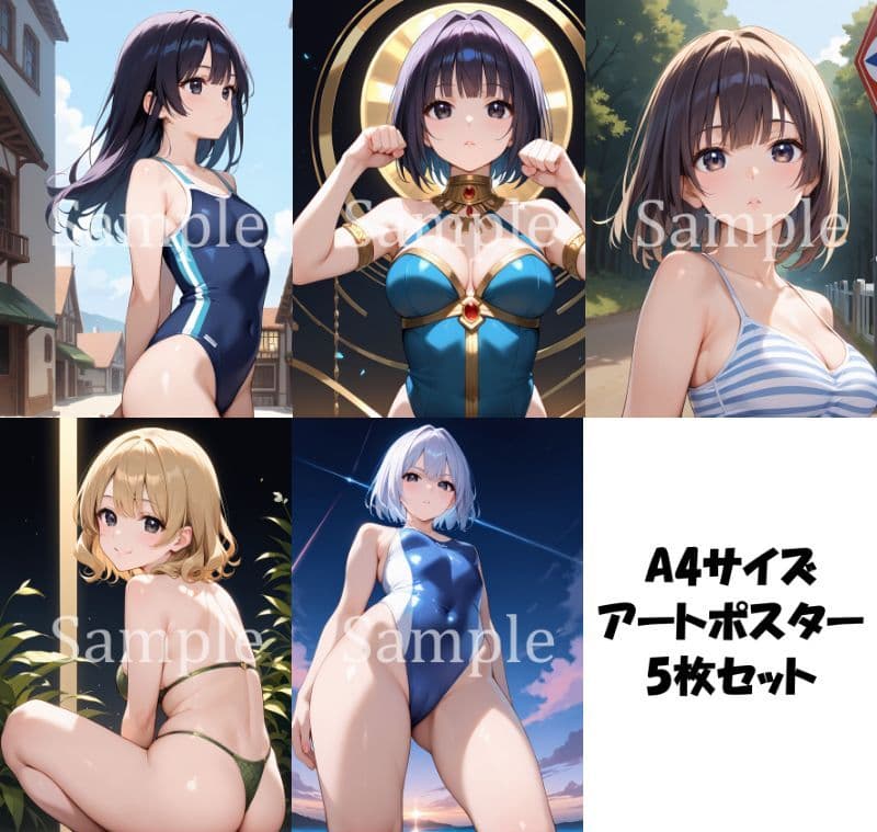 MA0011 美少女アートポスターA4サイズ5枚セット