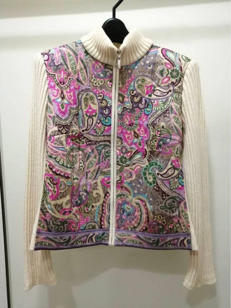 美品 LEONARD レオナール ニット カーディガン ジャケット ペイズリ L