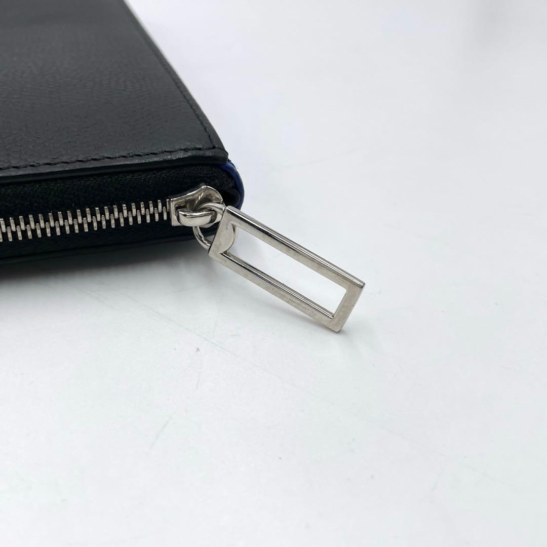 極美品● カミーユフォルネ VERSO 長財布 クロコダイル ブルー ブラック