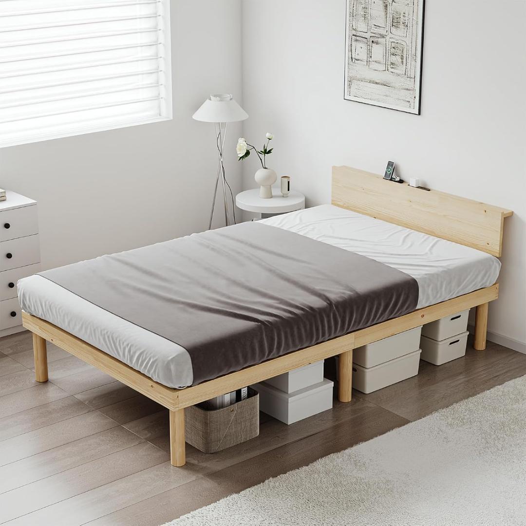 【新品・未開封】SuperKois ベッドフレーム セミダブル 天然無垢パイン