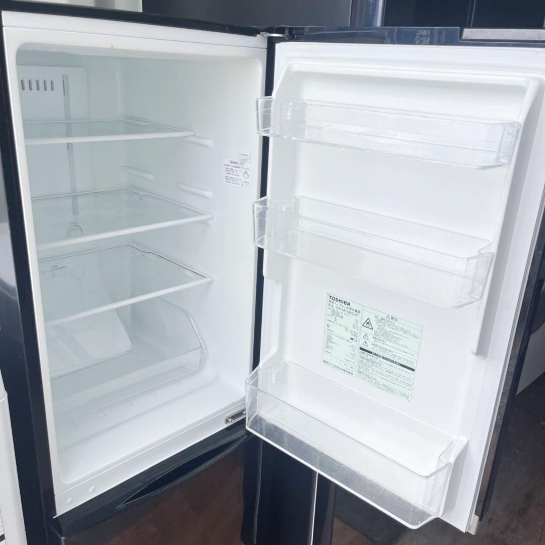 取付無料！東芝高性能スタイリッシュブラック冷蔵庫おしゃれホワイト洗濯機セット！