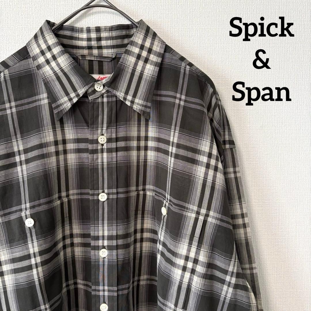 2025SS Spick & Span コットンボイルチェックシャツ 黒系