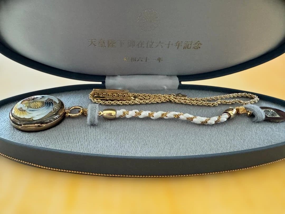 天皇陛下御在位60周年記念 懐中時計　和装七宝　松本徽章製