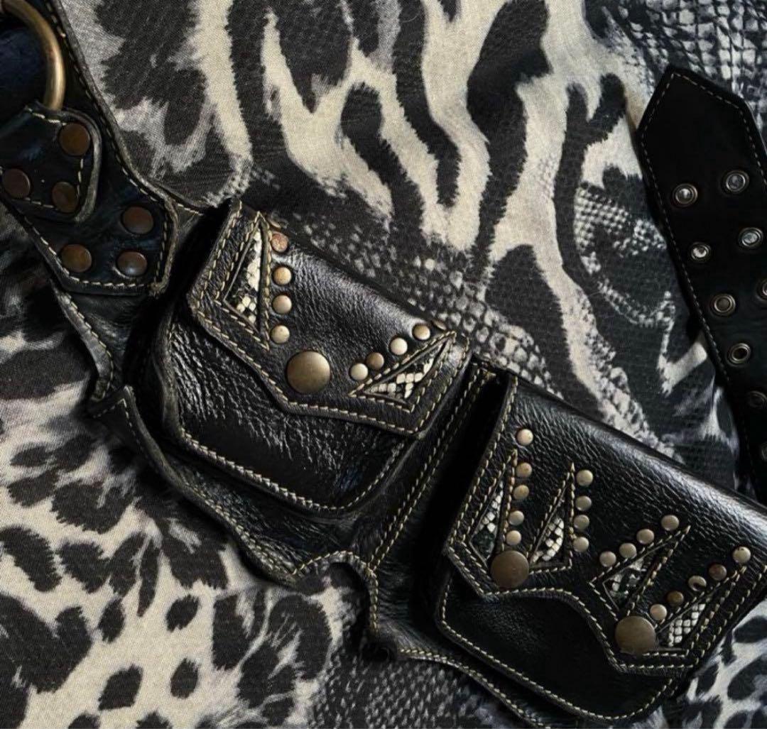 Archive 00s leather waist pouch y2k v 平成