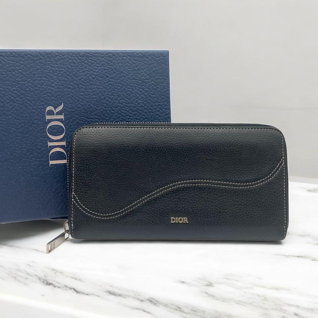 美品✨ ディオール サドル ロングジップウォレット ブラック