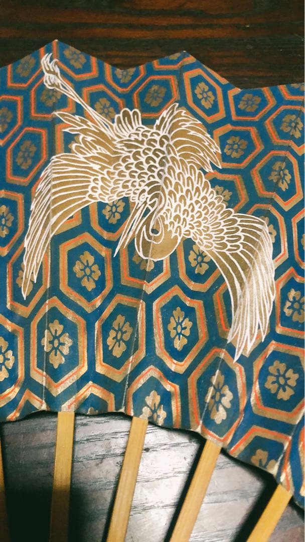 【希少】舞扇子 青金亀甲模様 鳳凰 仕舞 観世流 十松屋