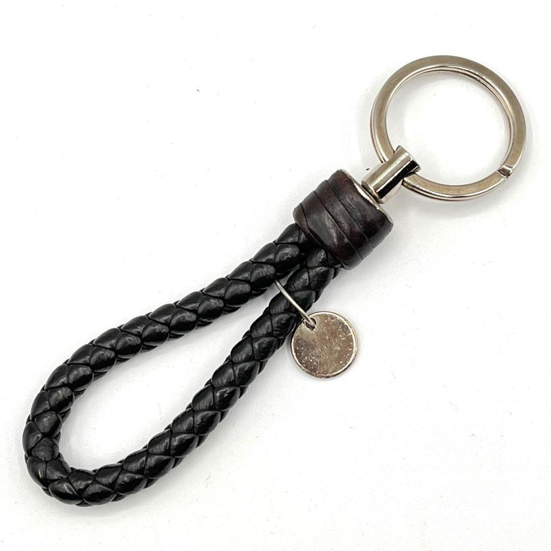 ✨美品✨【ボッテガヴェネタ】キーリング　イントレチャート　ダークブラウン　レザー