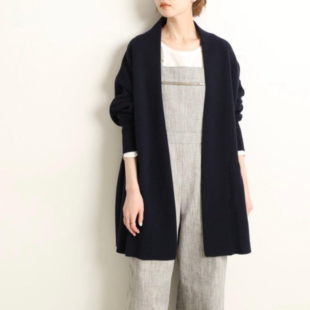 新品タグ付 イエナ ウールカシミヤ ガウンカーディガン ネイビー ロング 紺