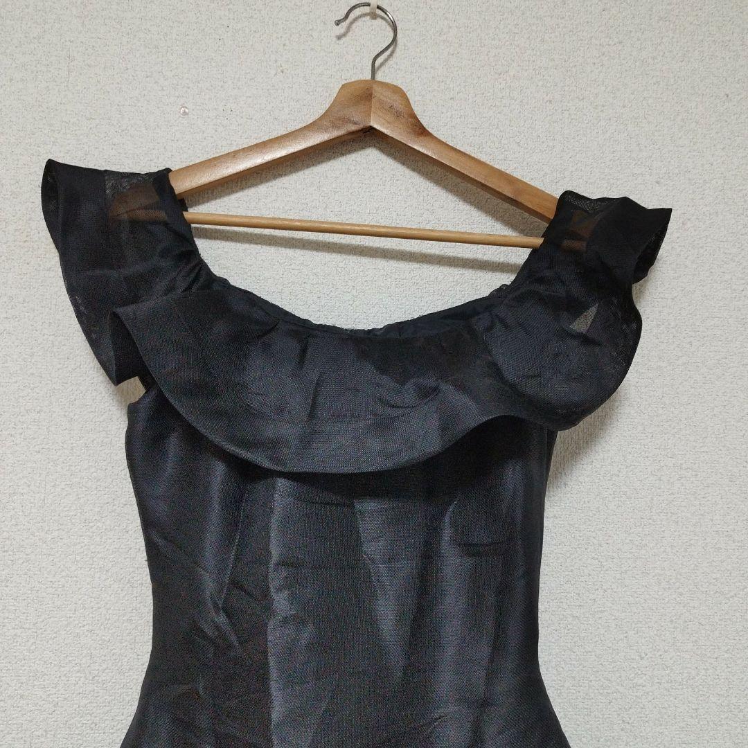 オスカーデラレンタ ドレス ブラック フリル アシンメトリー