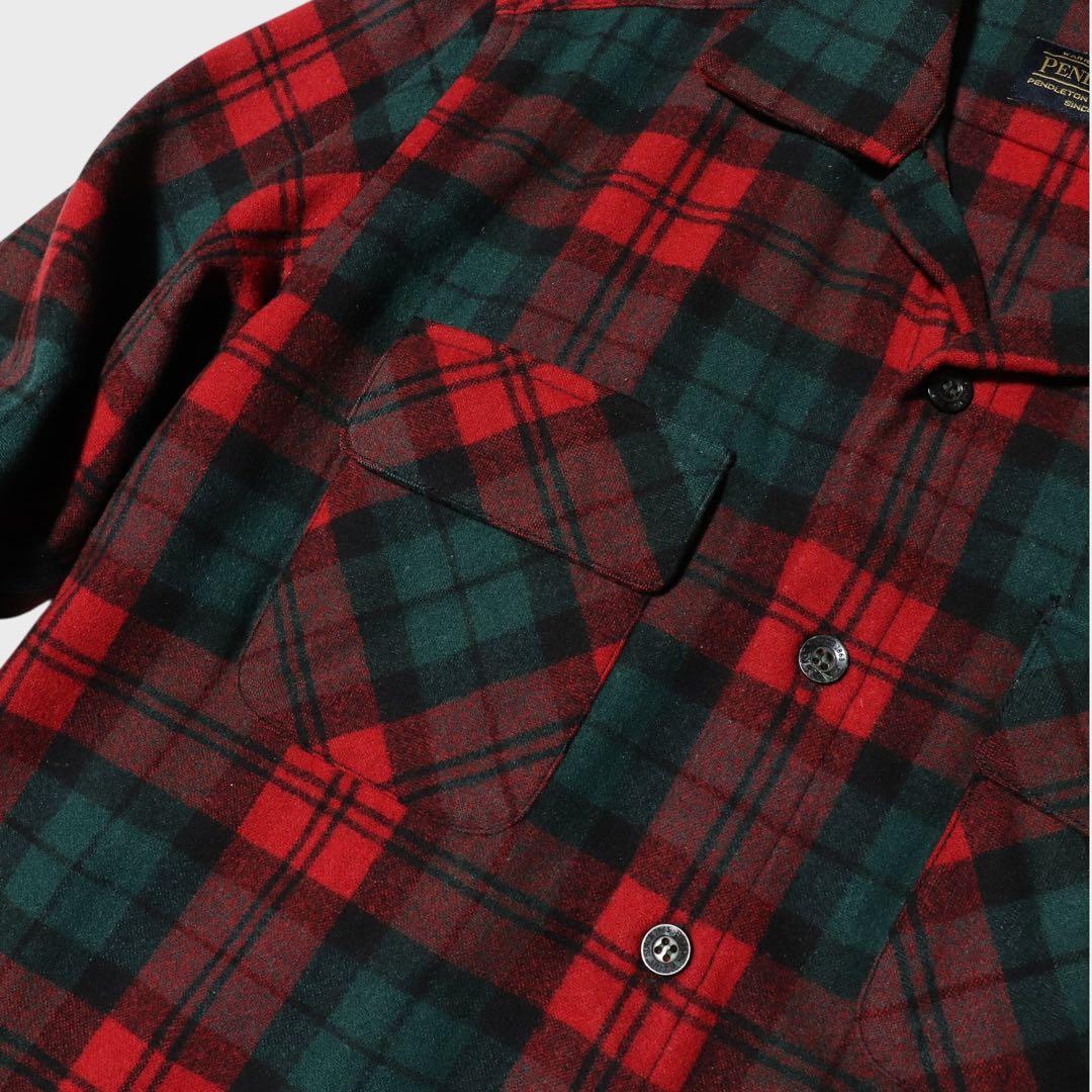 PENDLETON★ボードシャツ★60s 復刻★オープンカラー★ウール★赤 緑