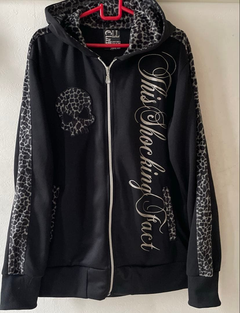 00s y2k スカル ジップパーカー フェアリーグランジ 平成 B系　ヒョウ柄
