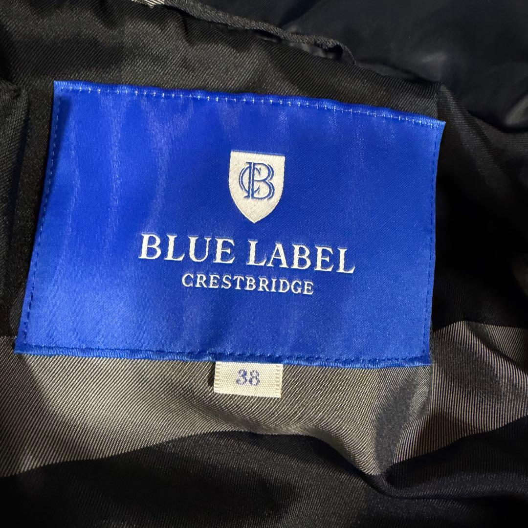 美品★ブルーレーベルクレストブリッジ　ダウンコート　リアルファー チェック 38