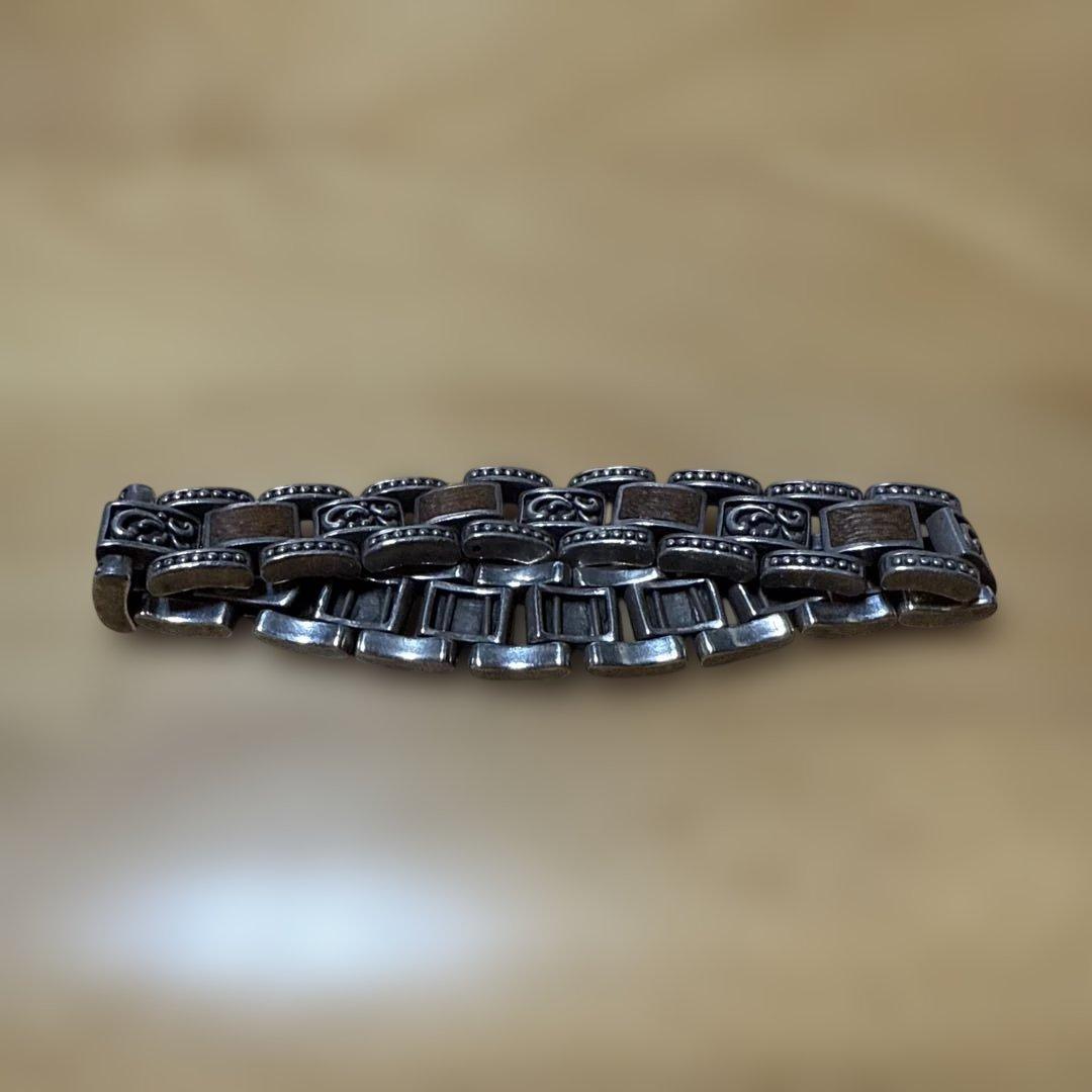 シルバー チェーンリンク ブレスレット 内径約5.5cm 925刻印あり