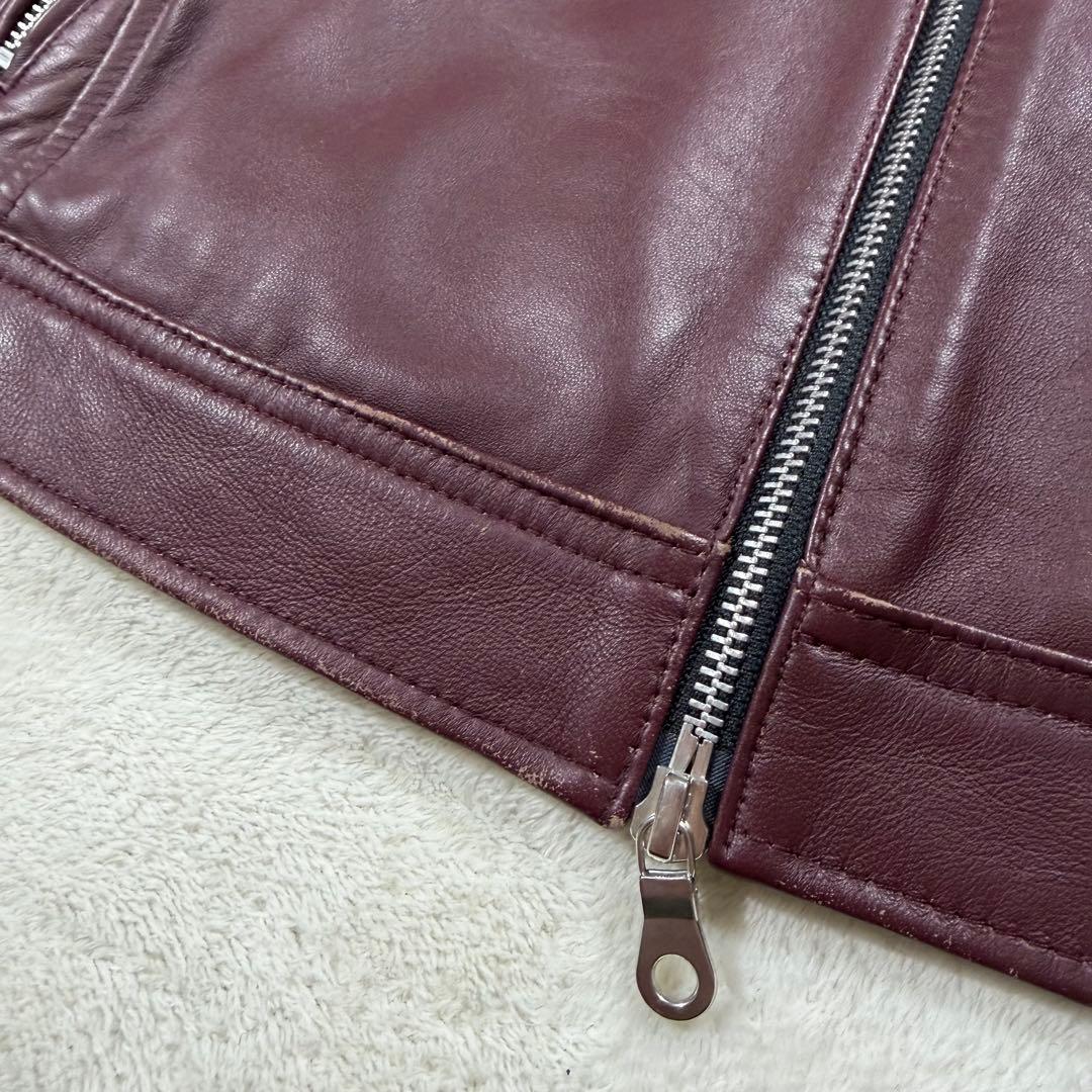 ラトルトラップ シープレザーシングルライダースジャケット 羊革 ボルドー L