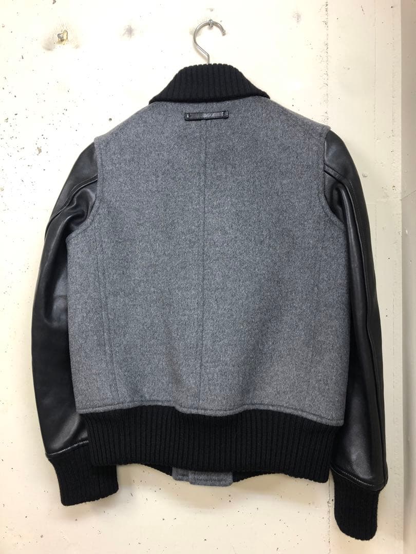 Drawer ドゥロワー　スタジャン　袖レザー　シルク混　キルティング　38