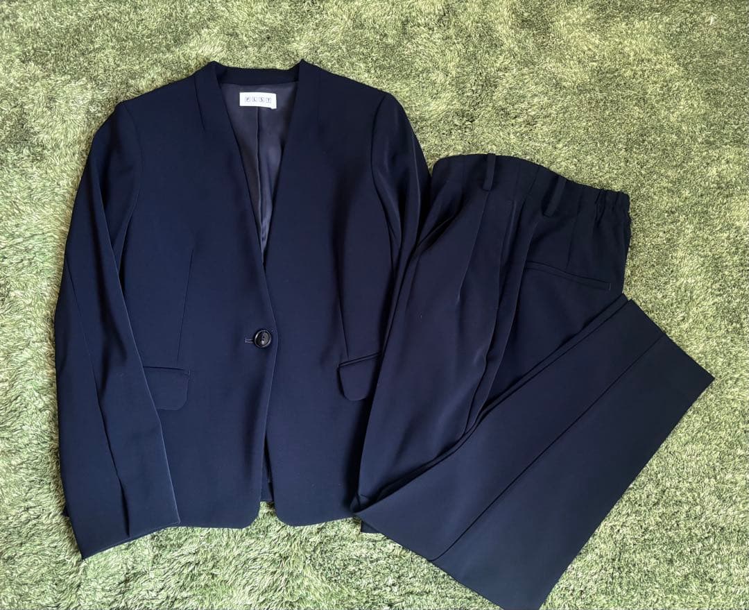 PLST ネイビー パンツスーツ上下セット