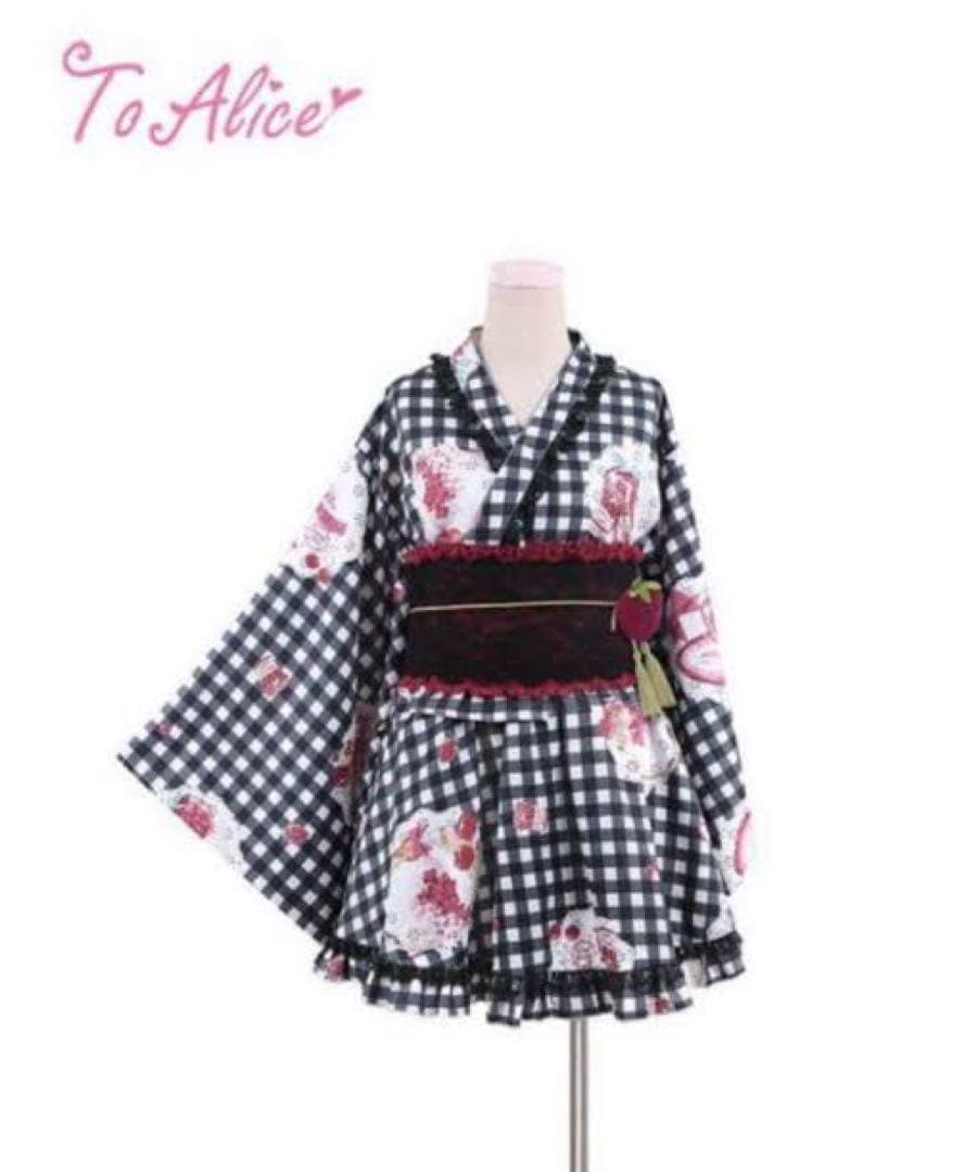 Toalice 浴衣セット いちごギンガムチェック
