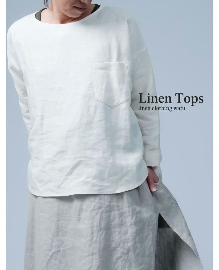 wafu.リネントップス ポケット付き ゆるT