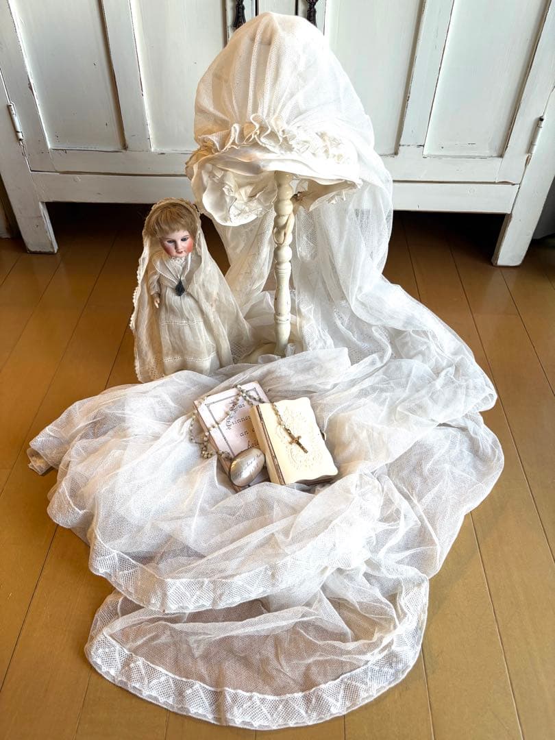 フランスアンティーク　セカンドコミュニオン　ヴェール　ボネ　初聖体拝領　ロザリオ