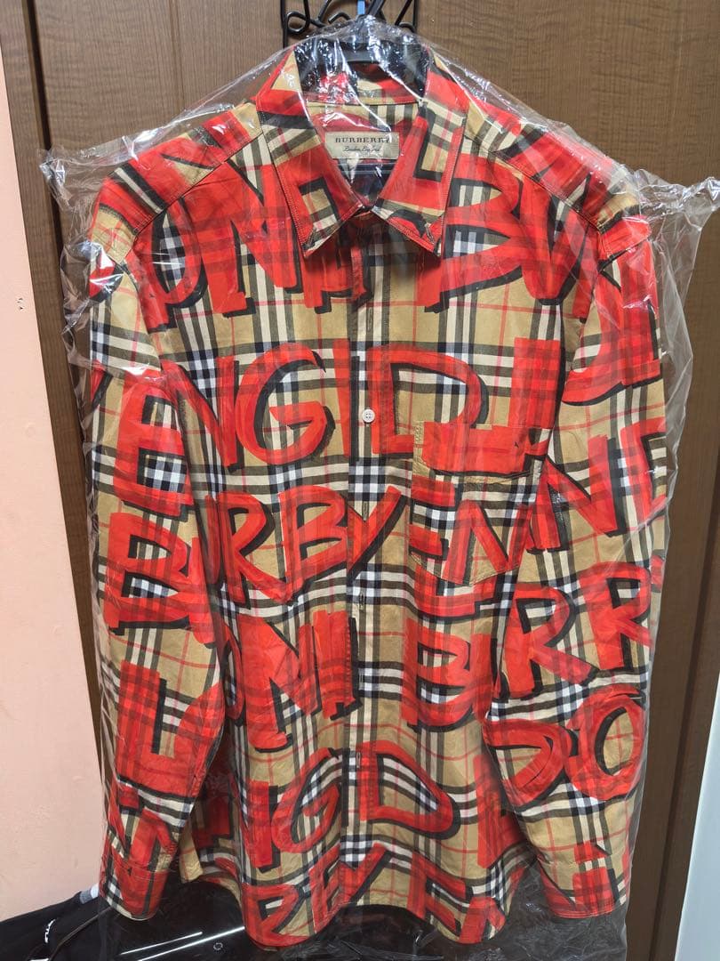 美品 BURBERRY 総柄グラフィック プリント ノバチェック 長袖シャツ