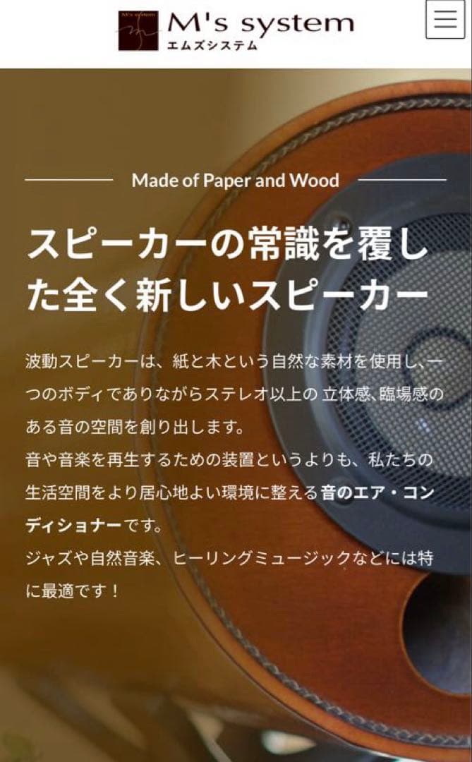 【カバー付き美品！】M'S System MS1001 波動スピーカー