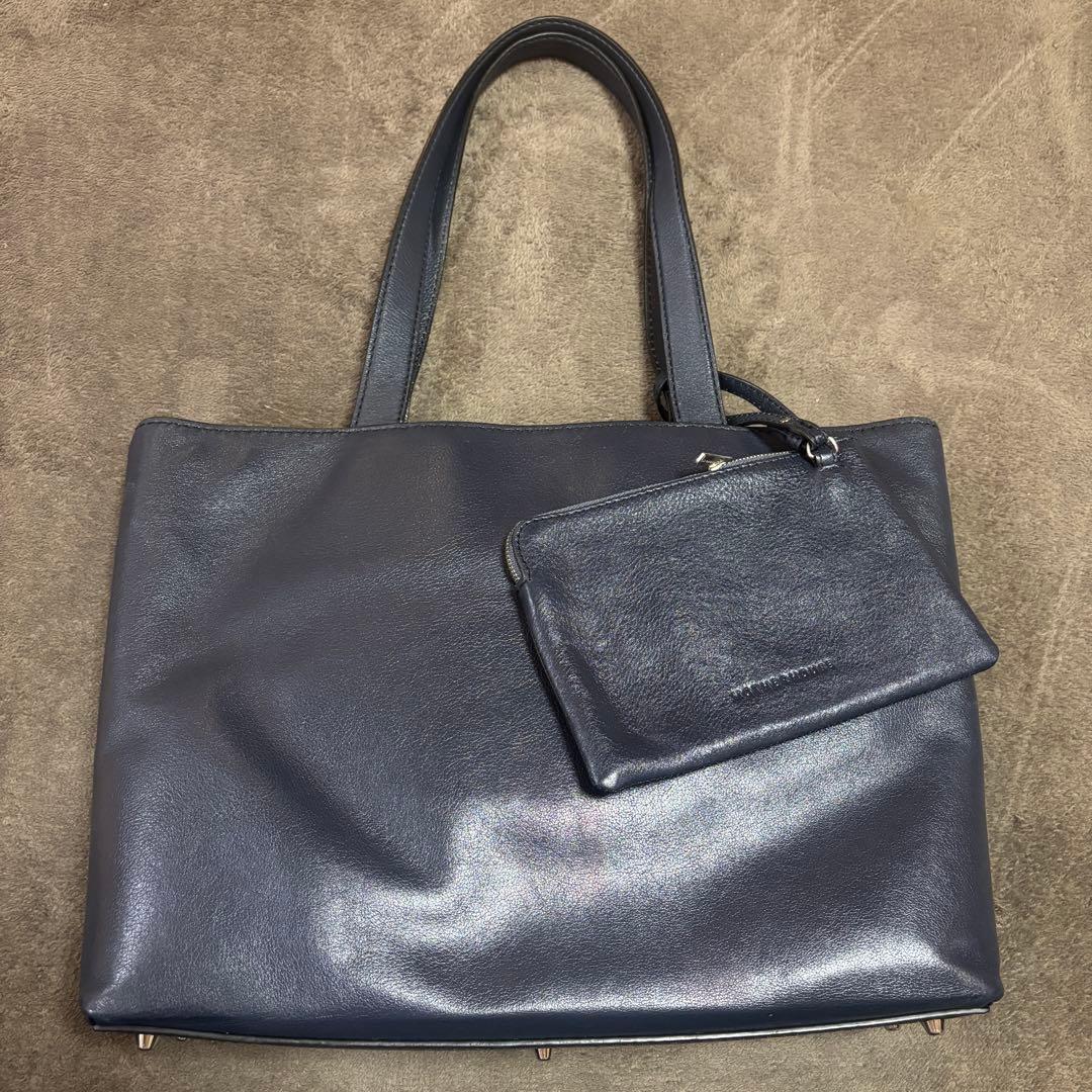 MOTHER HOUSE リニア　トートバッグ　レザー　ネイビー　A4