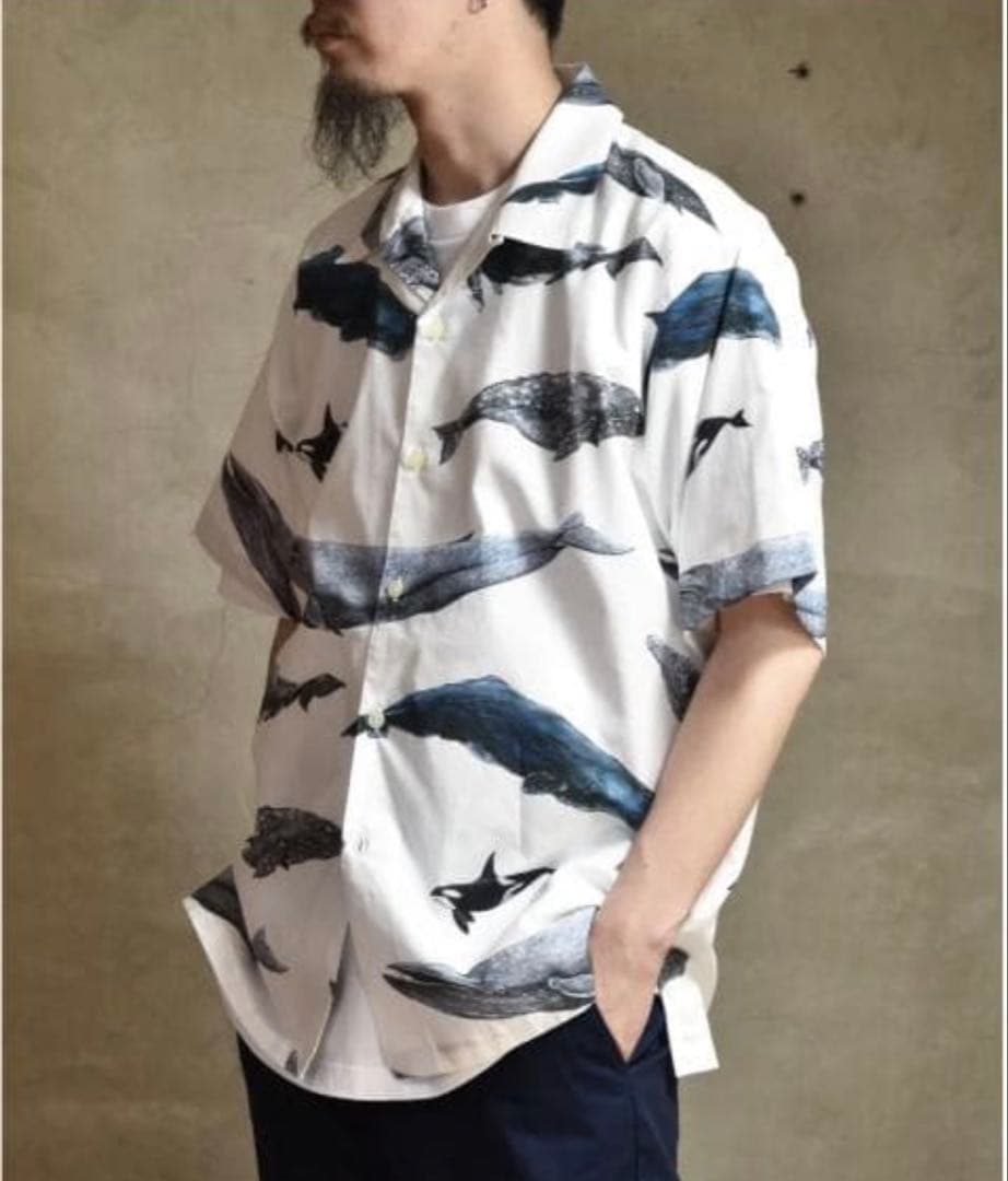 希少　25SS DESCENDANT 半袖　オープンカラーシャツ　XL クジラ