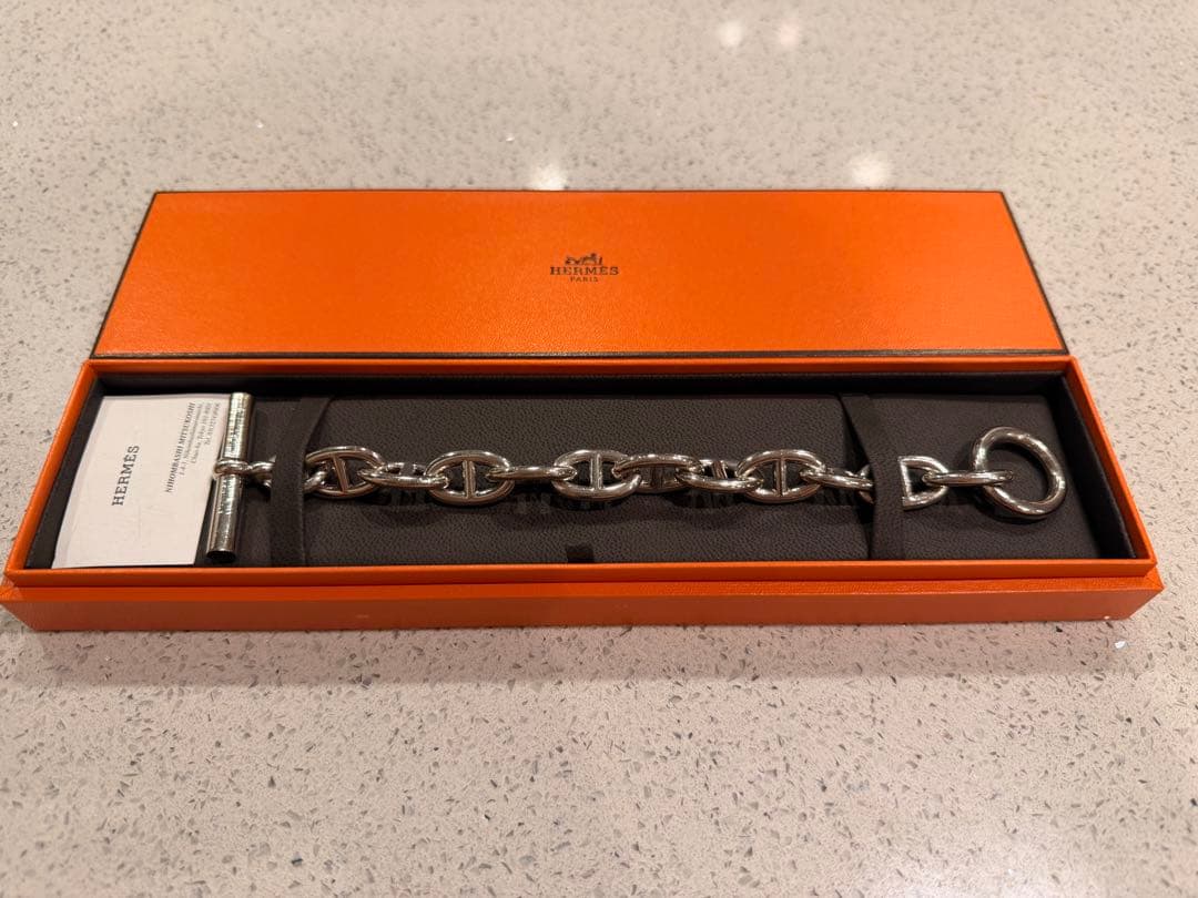 HERMES シルバーリンクチェーンブレスレット　11コマ　正規品