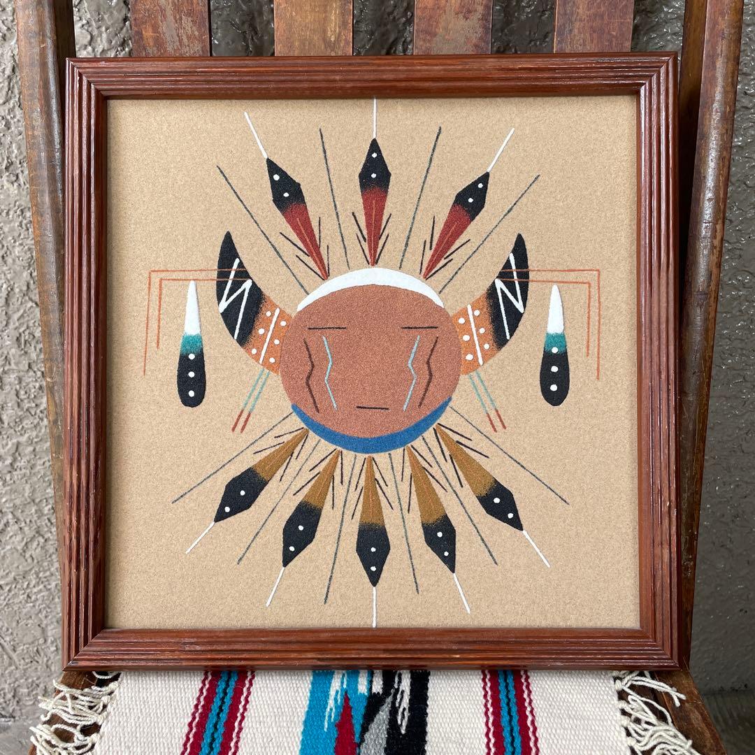 貴重ネイティブアメリカン ナバホ族navajoサンドペイント壁掛けプエブロUSA