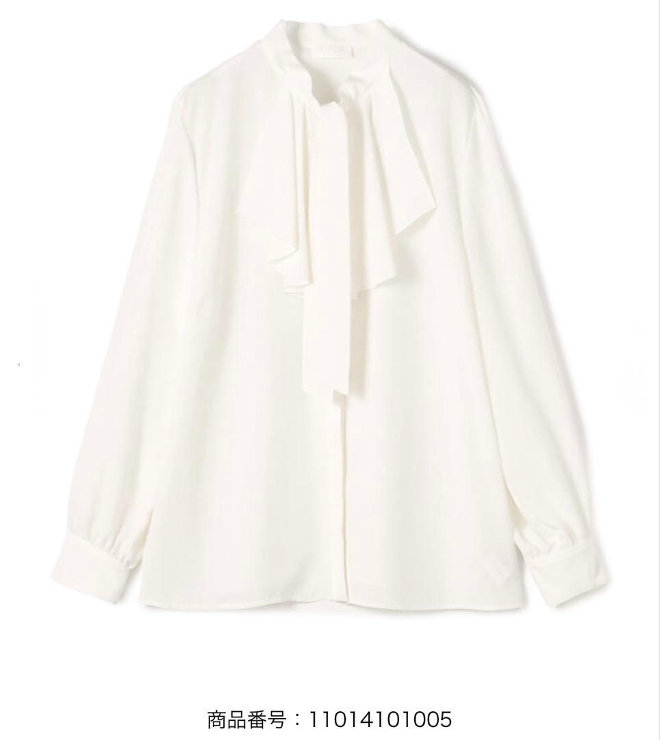 トゥモローランド ボールジィ クリアデシン フリルボウタイブラウス ホワイト