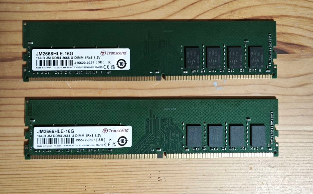 Transcend 16GBx2 DDR4 2666MHz メモリ