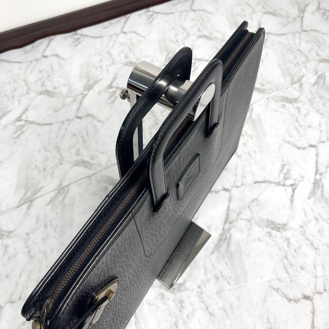 極美品　バーバリー　ホースロゴ　チェック　レザー　ビジネスバッグ　A4収納　鍵