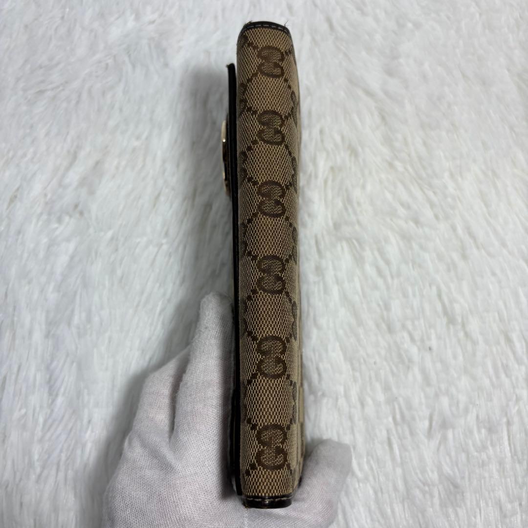 ✨美品✨ グッチ GGキャンバス インターロッキング ラブリーハート 長財布 茶