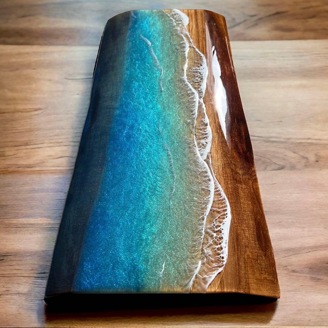 一枚板　レジンアート　海アート　インテリア　オーシャンアート　無垢　レジン