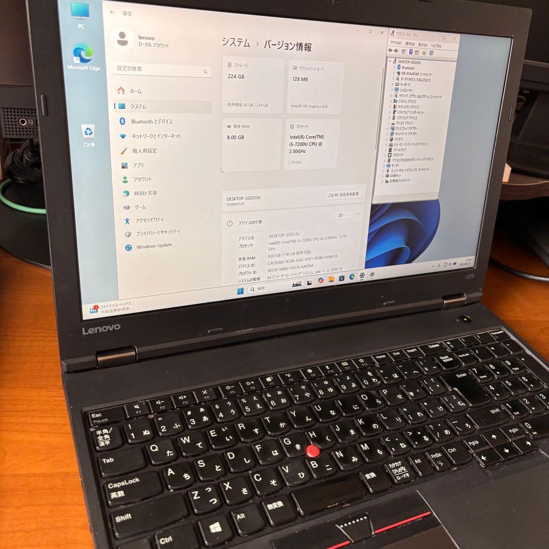 Windowsノート本体 Lenovo ThinkPad L570 SSD 240GB Win11 FHD