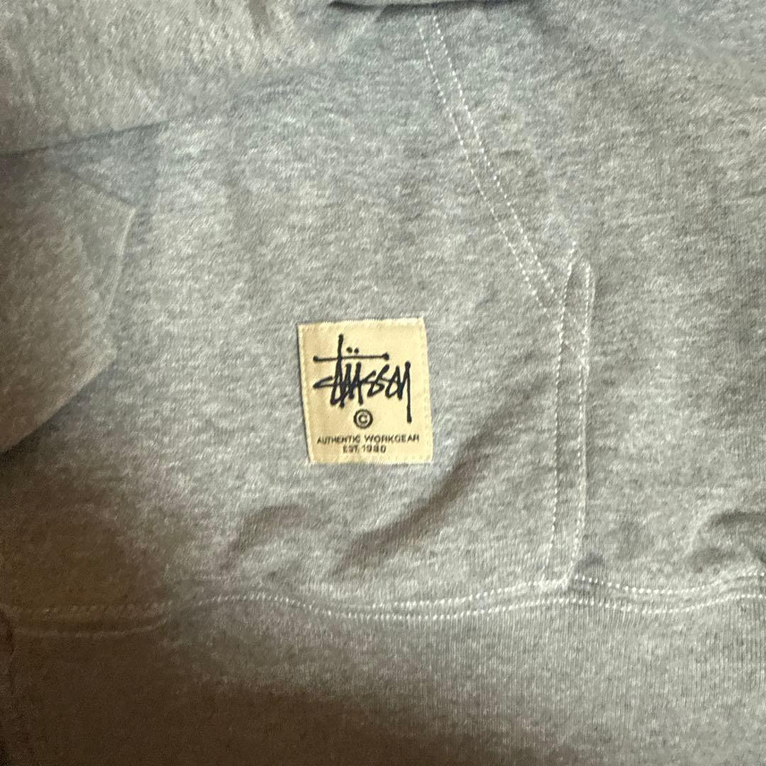STUSSY DOUBLE FACE LABEL ZIP HOODIE グレー