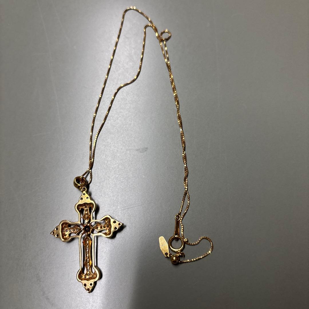 ゴールド 十字架 ダイヤモンドペンダント ネックレス
