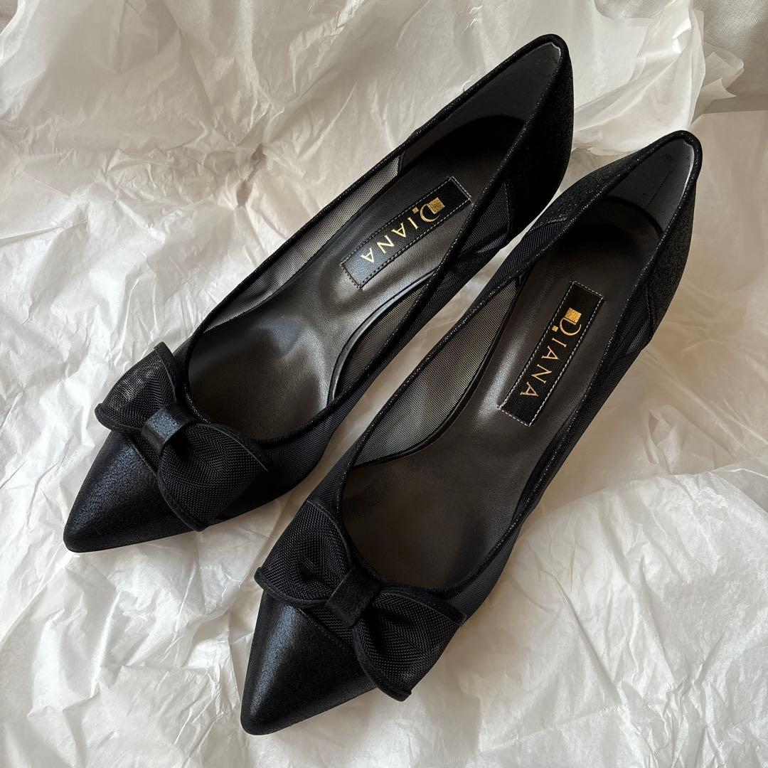 ダイアナ DIANA パンプス ヒール 黒 ブラック 24.5センチ