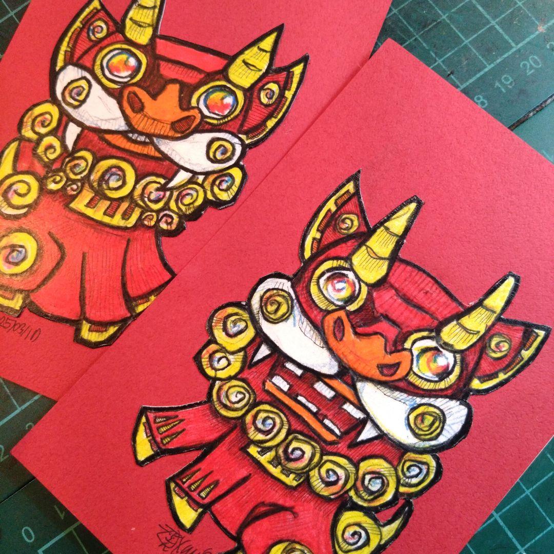 【ザビちゃん】【原画肉筆】シーサーペア