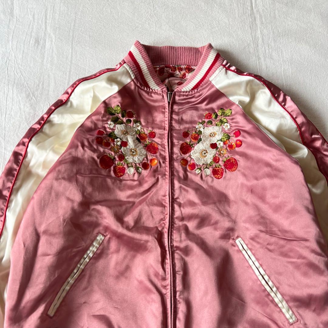 【希少】PINK HOUSE ピンクハウス スカジャン リバーシブル 花柄 刺繍