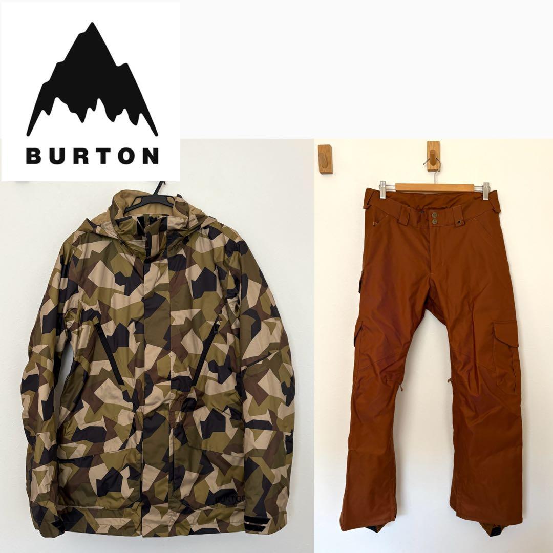 【美品】BURTON スノボウェア 上下セット S 迷彩ジャケット×カーゴパンツ