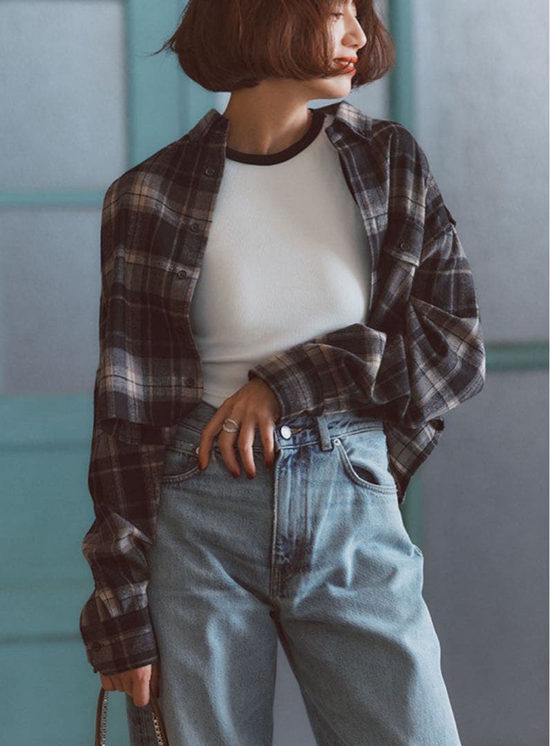 FORME NbyNaVY 東原亜希エポーレットショートシャツBLACKMIX