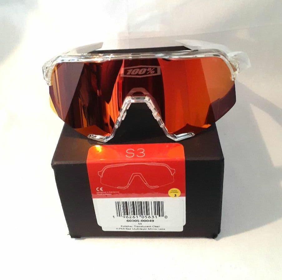 新モデル 100% S3 クリア / レッドミラー ワンハンドレッド サングラス