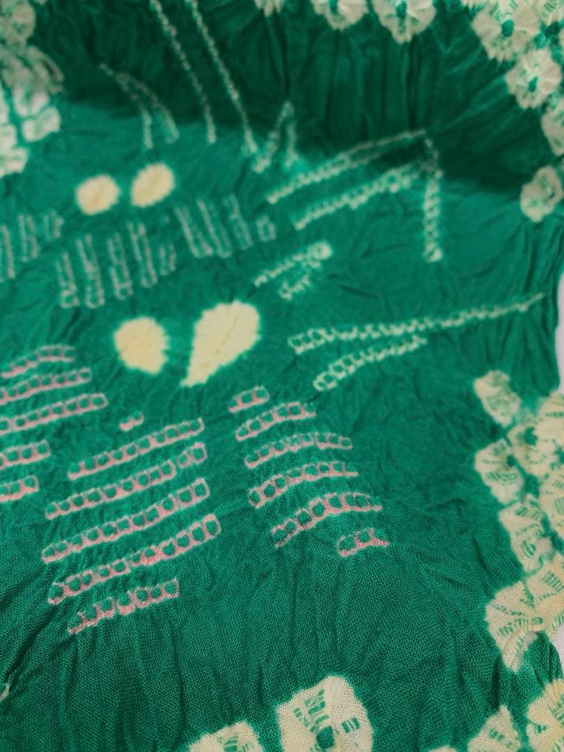 絞り浴衣 藤娘 クロムグリーン色 盛夏 綿反 反物