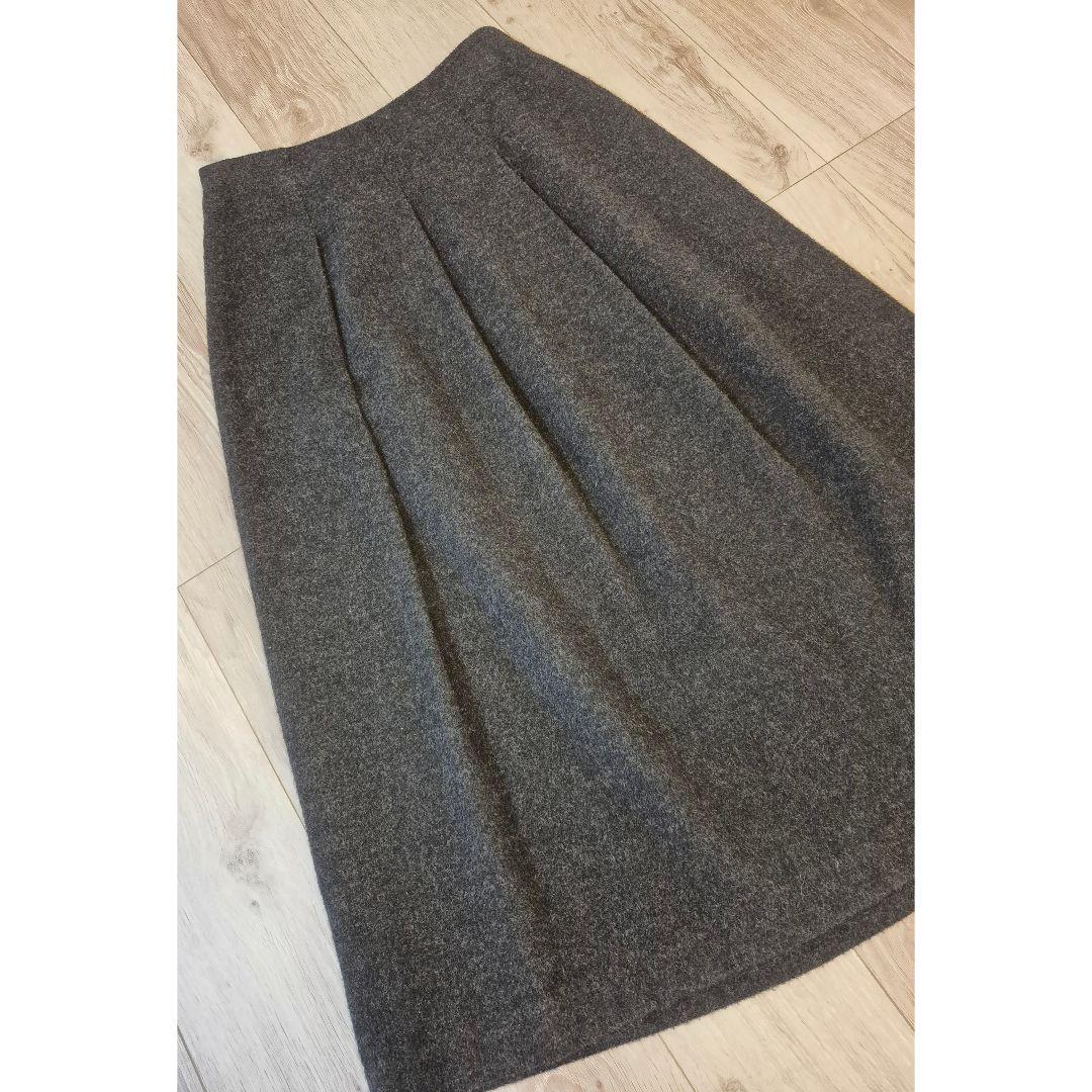 23区 ウール プリーツ ロングスカート 細見え 大きいサイズ 44 グレー